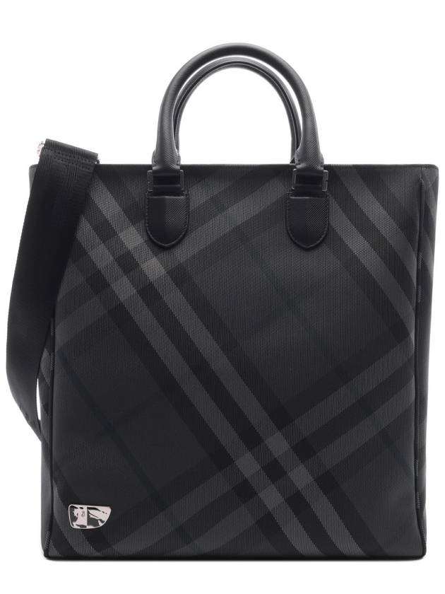 Grid Check Tote Bag Grey - BURBERRY - BALAAN 2