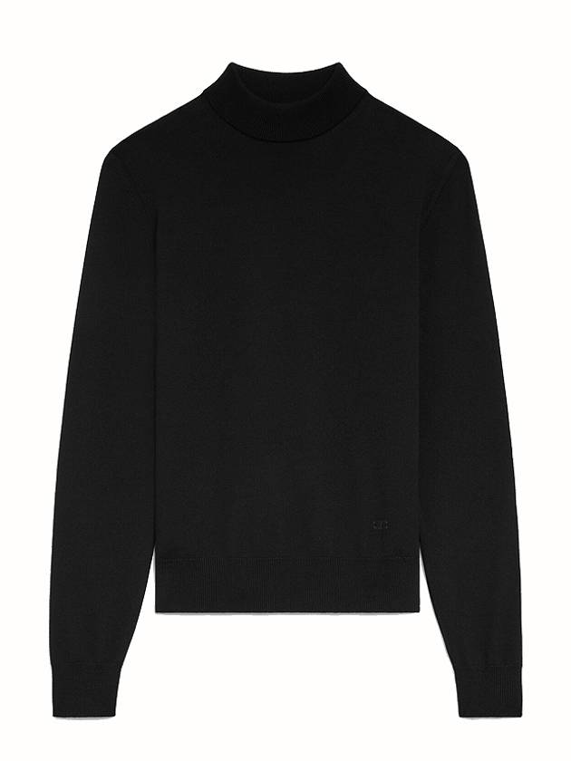 Triomphe High Collar Wool Knit Top Black - CELINE - BALAAN 3