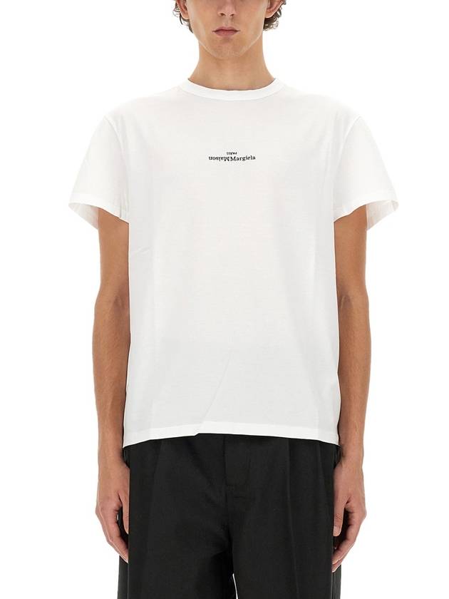 Reverse Embroidered Logo Stitched Cotton Short Sleeve T-Shirt White - MAISON MARGIELA - BALAAN 2