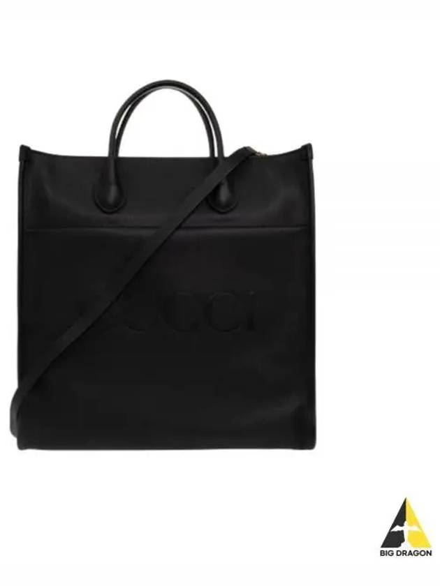 Men's Logo Leather Large Cross Tote Bag Black - GUCCI - BALAAN 2