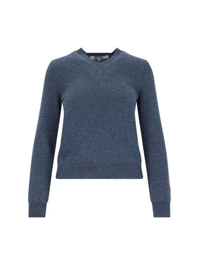 Red Heart Wappen V-Neck Wool Knit Top Navy - COMME DES GARCONS - BALAAN 2