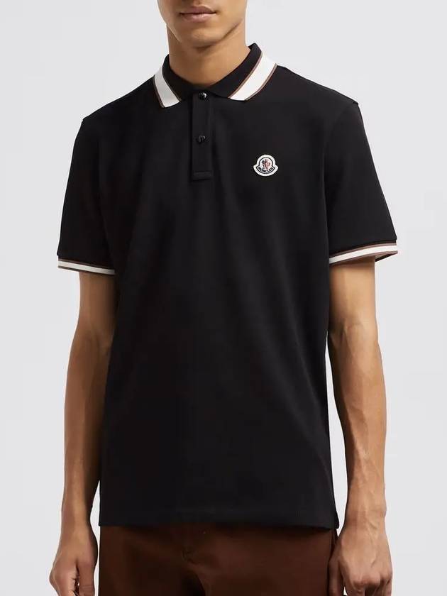 Logo Patch Polo Shirt Black - MONCLER - BALAAN 3