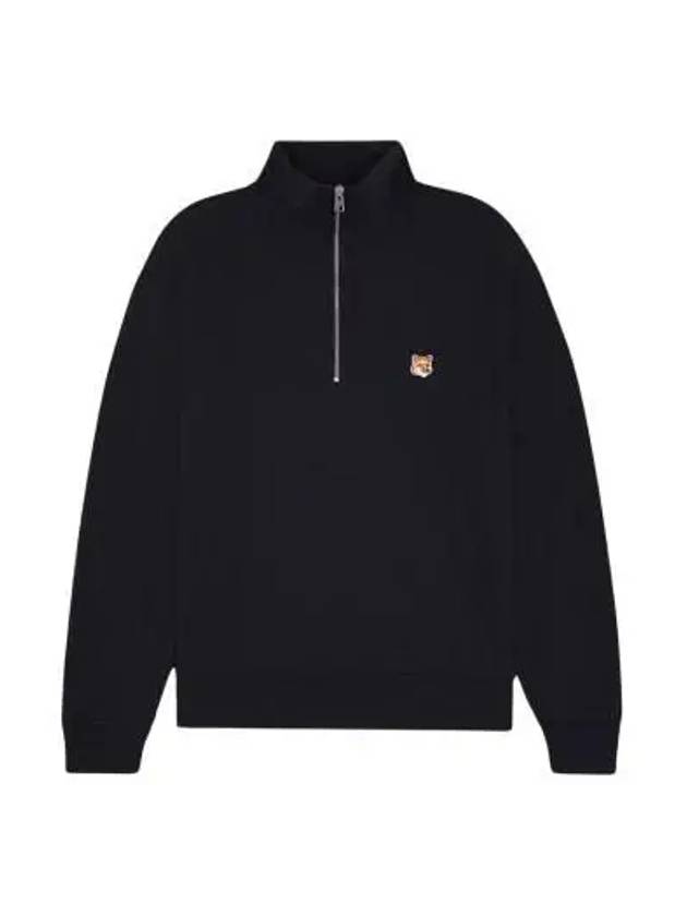 Fox Head Patch Half Zipper Sweatshirt Black - MAISON KITSUNE - BALAAN 3