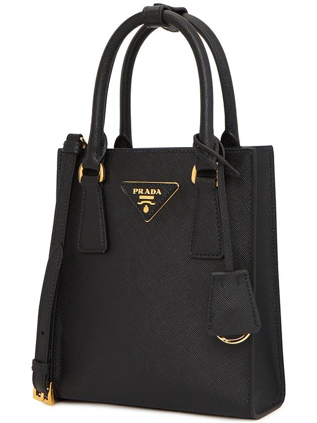 Triangular Logo Saffiano Leather Tote Bag Black - PRADA - BALAAN 3