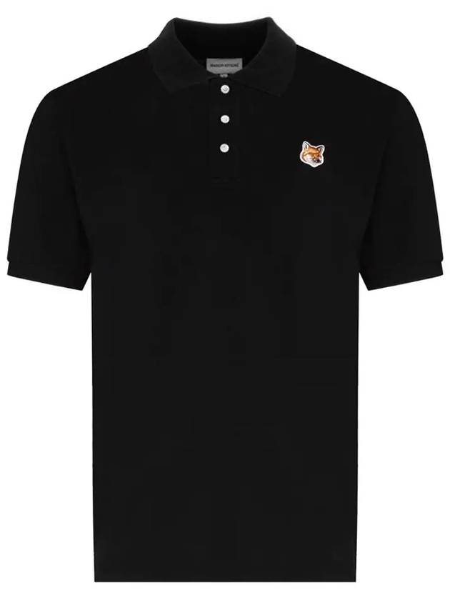 Fox Head Patch Cotton Polo Shirt Black - MAISON KITSUNE - BALAAN 3