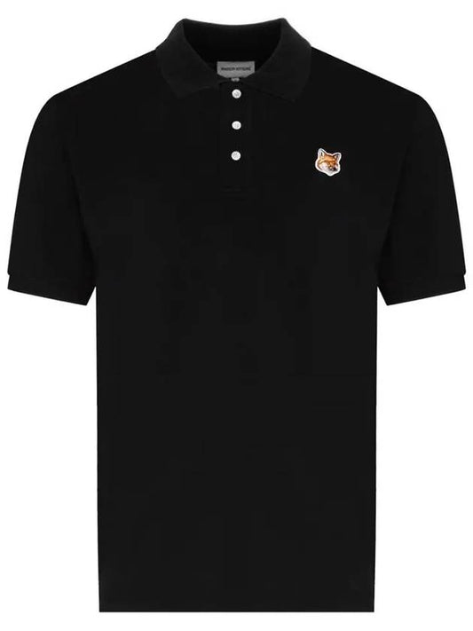 Fox Head Patch Cotton Polo Shirt Black - MAISON KITSUNE - BALAAN 2