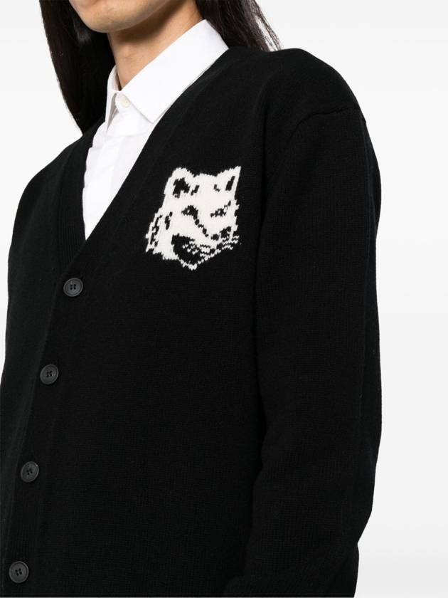 Fox Head Intarsia Comfort Cardigan Black - MAISON KITSUNE - BALAAN 5