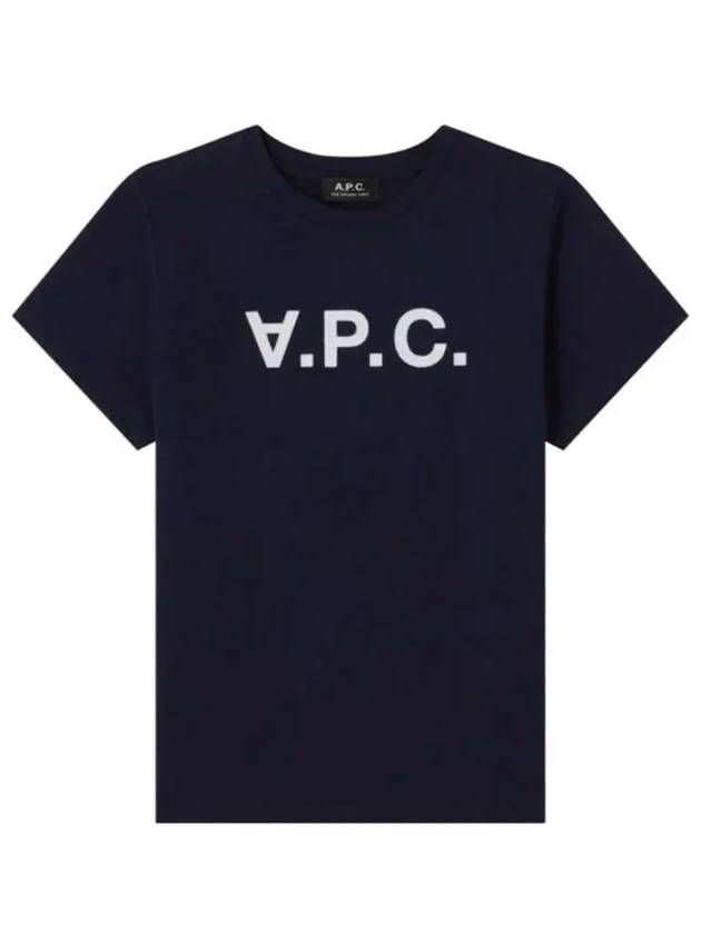 VPC Logo Organic Cotton Short Sleeve T-Shirt Navy - A.P.C. - BALAAN 3