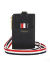 Three Stripe Tab Lanyard Card Wallet Black - THOM BROWNE - BALAAN 1