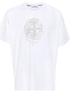 Men's Logo Print Crew Neck Short Sleeve T-Shirt White - STONE ISLAND - BALAAN 3