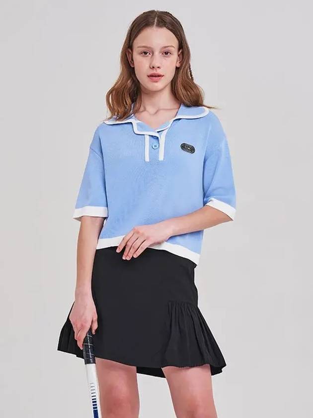 Collar neck color combination short sleeve T-shirt MK3SP090BLU - P_LABEL - BALAAN 8