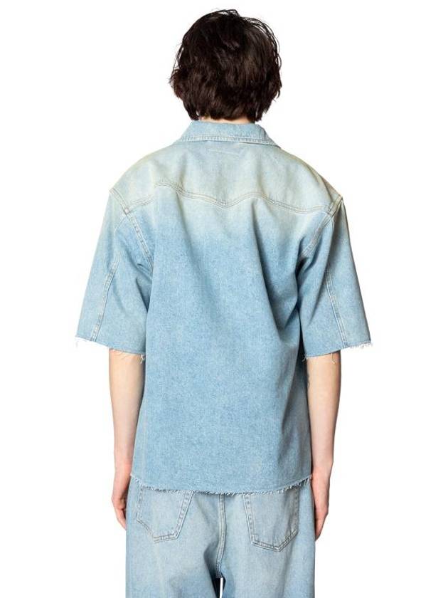 Denim Short Sleeve T-Shirt Blue - MAISON MARGIELA - BALAAN 4