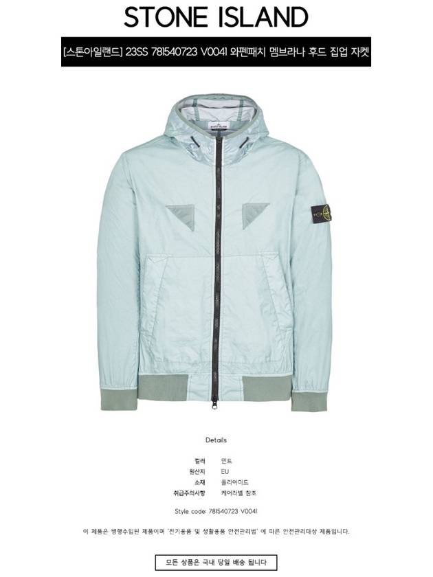 Wappen Patch Nylon Hooded Jacket  Blue - STONE ISLAND - BALAAN 3