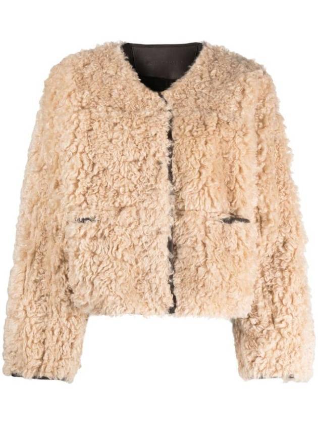 Charmaine Shearling Jacket Natural Beige - STAND STUDIO - BALAAN 1