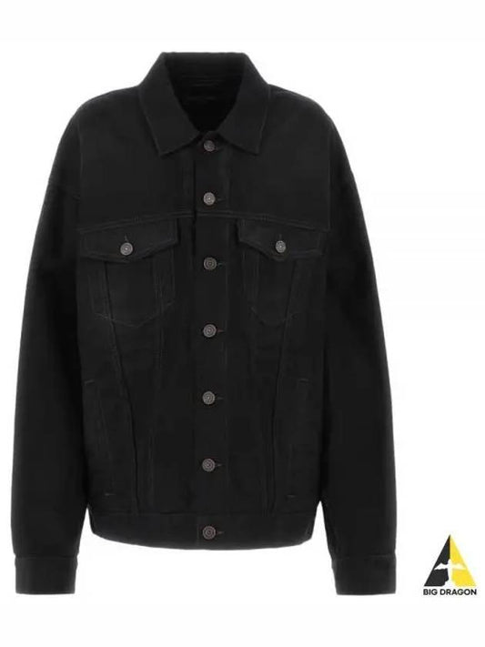 Political Campaign Logo Oversized Denim Jacket Black - BALENCIAGA - BALAAN 2