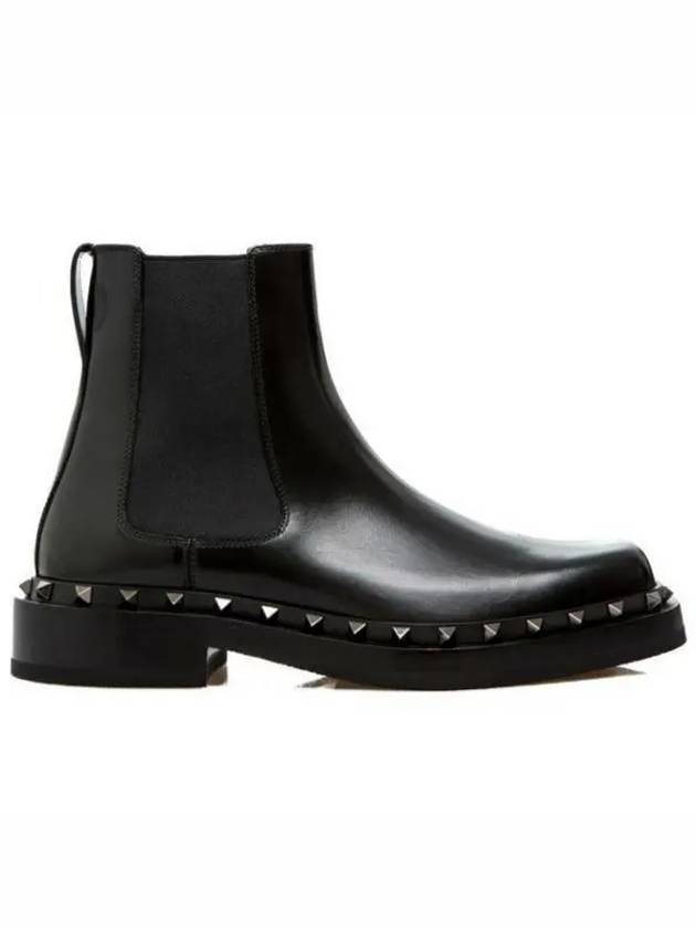 Rockstud Leather Chelsea Boots Black - VALENTINO - BALAAN 2