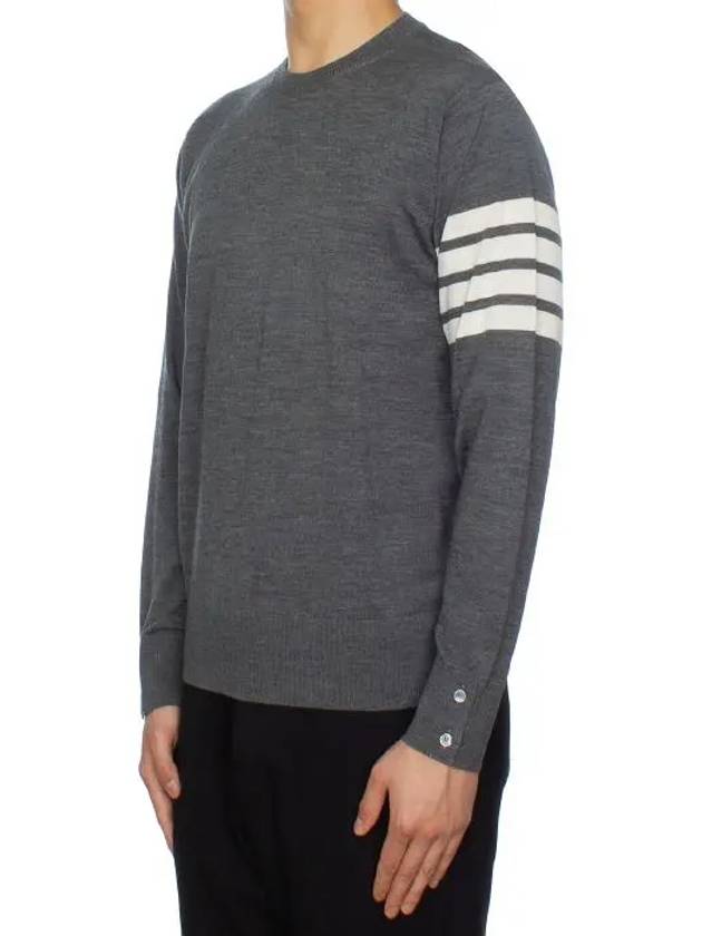 4 Bar Armband Classic Merino Wool Knit Top Medium Grey - THOM BROWNE - BALAAN 4