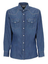 Easy Fit Press Studs Long Sleeve Shirt Light Denim - BRUNELLO CUCINELLI - BALAAN 1