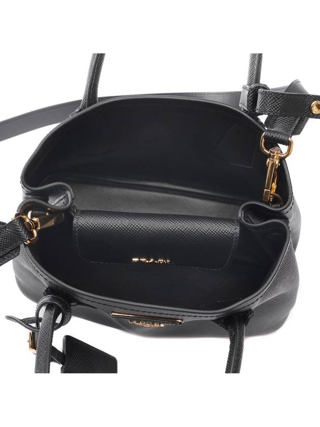 Double Saffiano Leather Mini Bag Black - PRADA - BALAAN 7