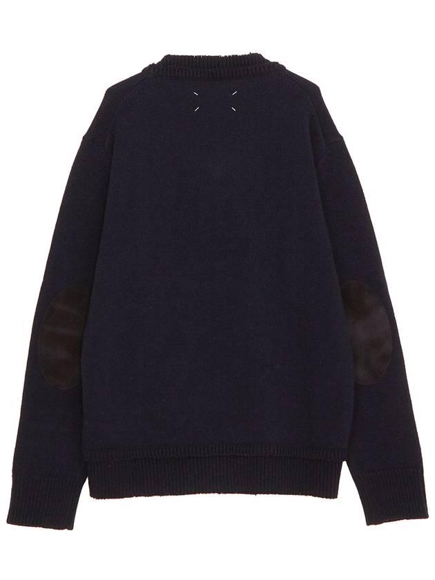 Men's 4 Stitch Elbow Patch Knit Top Navy - MAISON MARGIELA - BALAAN 3