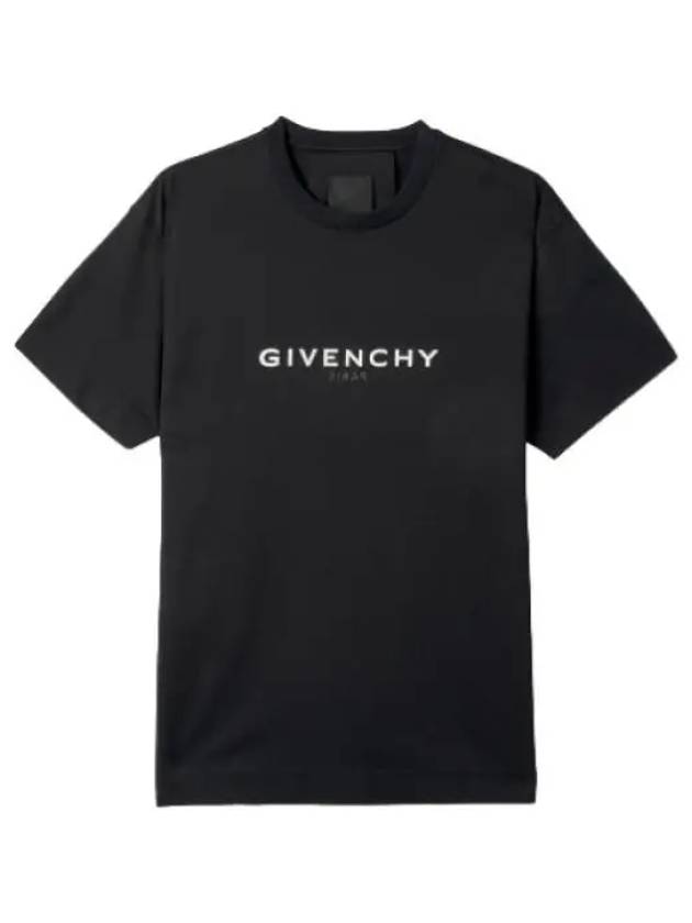 Reverse logo cotton overfit short sleeve t shirt black tee - GIVENCHY - BALAAN 1