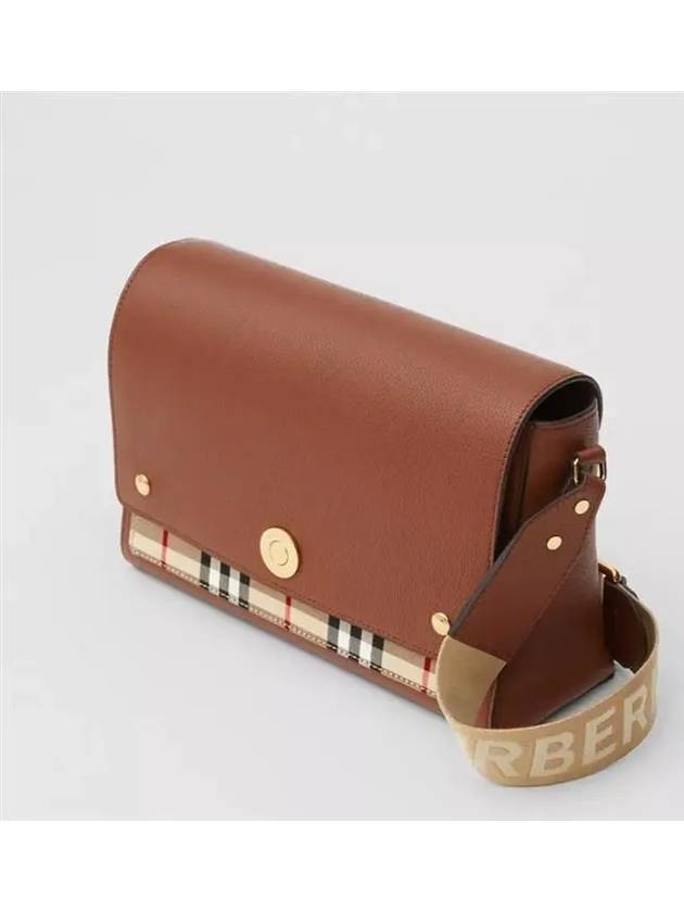 Leather and Vintage Check Note Crossbody Bag Tan - BURBERRY - BALAAN 3