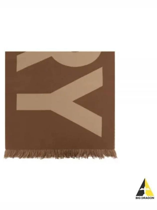 Logo Fringe Wool Scarf Birch Brown - BURBERRY - BALAAN 2