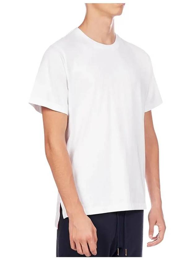 Men's Side Slit Relaxed Short Sleeve T-Shirt White - THOM BROWNE - BALAAN 5