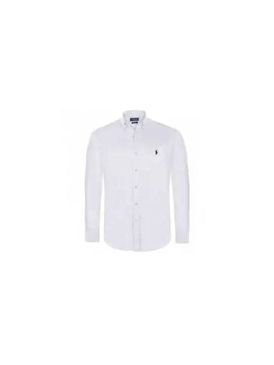 Embroidered Logo Linen Long Sleeve Shirt White - POLO RALPH LAUREN - BALAAN 2