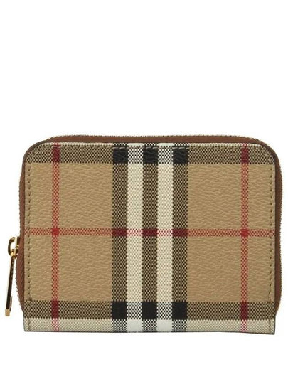 Check Leather Coin Wallet Beige - BURBERRY - BALAAN 2