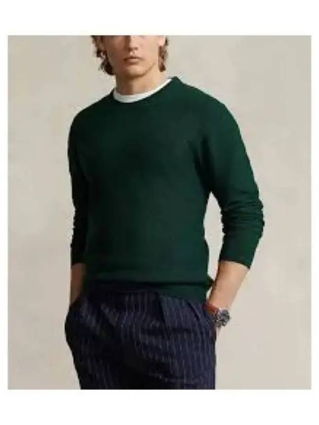 30 Points Suede Patch Wool Cashmere Sweater Green - POLO RALPH LAUREN - BALAAN 1