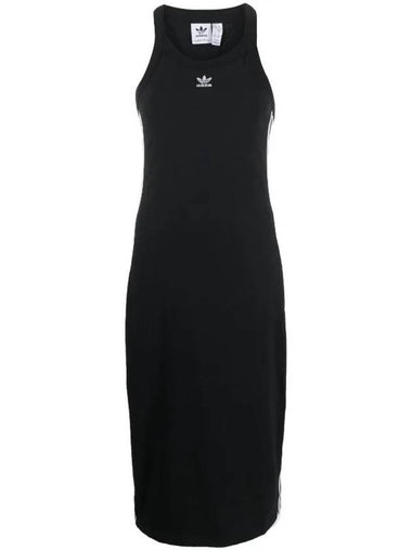 Original Adicolor Classic 3 Stripe Sleeveless Midi Dress Black - ADIDAS - BALAAN 1