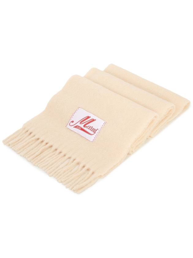 Logo Patch Knit Alpaca Muffler Beige - MARNI - BALAAN 3