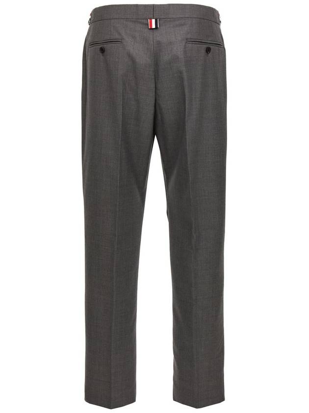 Low Rise Side Tab Wool Slacks Grey - THOM BROWNE - BALAAN 3