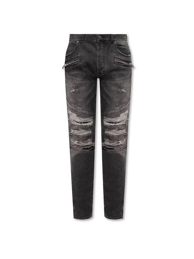 Destroyed Panel Detail Jeans Black - BALMAIN - BALAAN 1