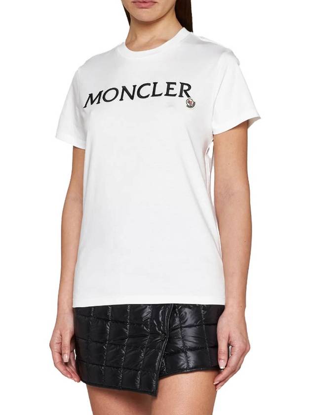 Embroidered Logo Cotton Short Sleeve T-Shirt White - MONCLER - BALAAN 3