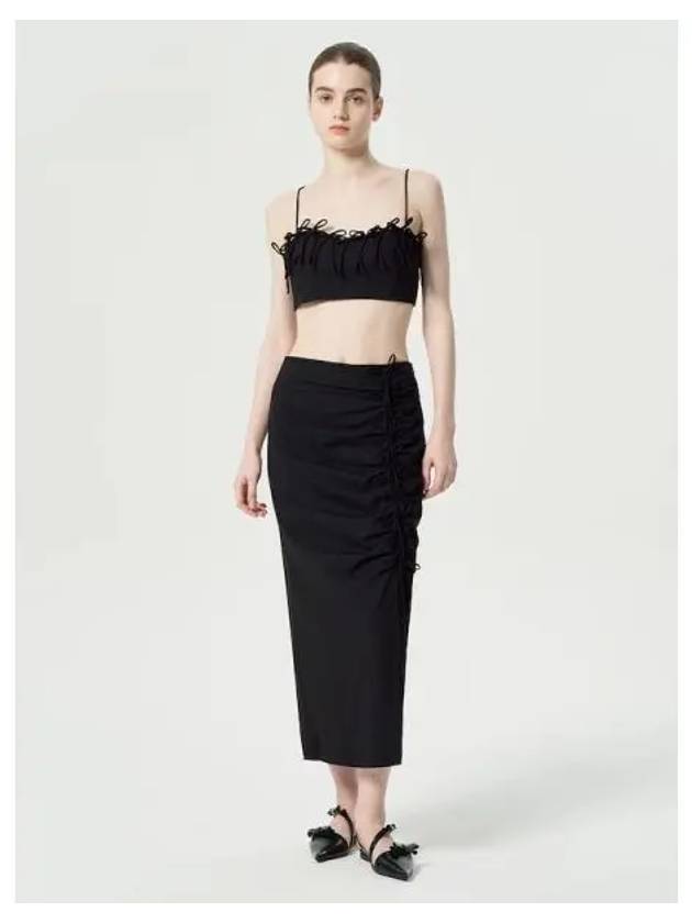 Drape Melange Midi Skirt Black Domestic Product GM0023120102153 - GANNI - BALAAN 1