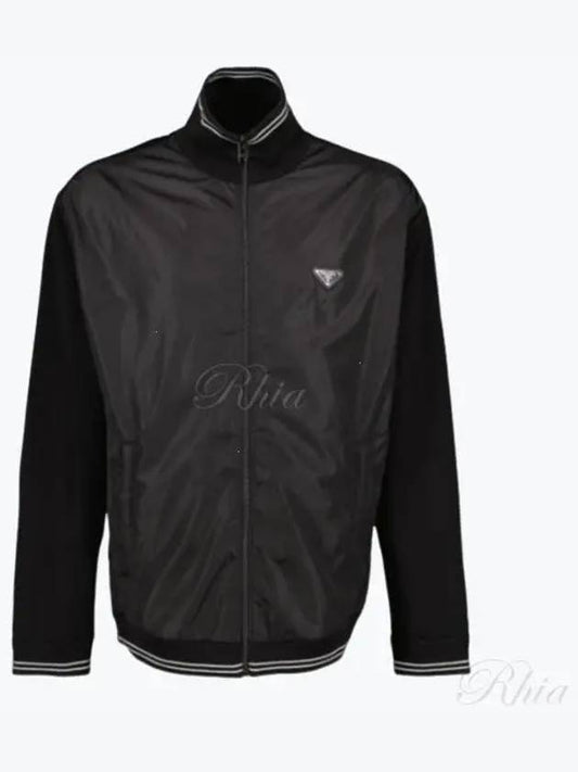 Triangle Logo Zip Up Jacket Black - PRADA - BALAAN 2