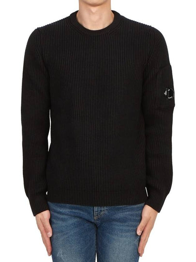 Men's Lens Detail Crew Neck Knit Top Black - CP COMPANY - BALAAN 2