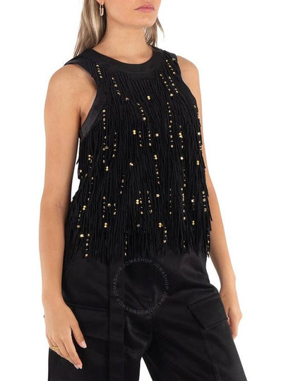 Sacai Ladies Black Beaded Fringe Lace Tank Top, Brand Size 1 - SACAI - BALAAN 2