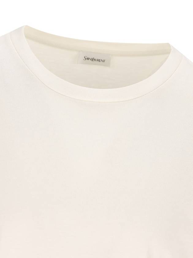 Logo Patch Crew Neck Short Sleeve T-Shirt White - SAINT LAURENT - BALAAN 4