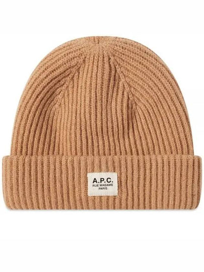 Logo Patch Wool Cashmere Beanie Camel - A.P.C. - BALAAN 2