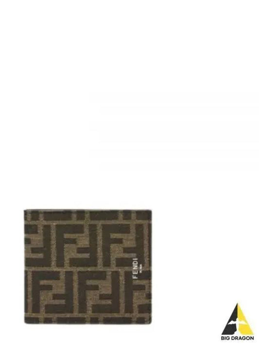 FF Fabric Leather Bifold Wallet Brown - FENDI - BALAAN 2