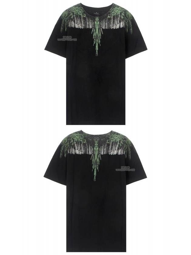 Green Wood Wing Graphic Short Sleeve T-Shirt Black - MARCELO BURLON - BALAAN 6