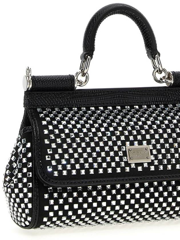 Sicily Crystal Small Tote Bag Black - DOLCE&GABBANA - BALAAN 4