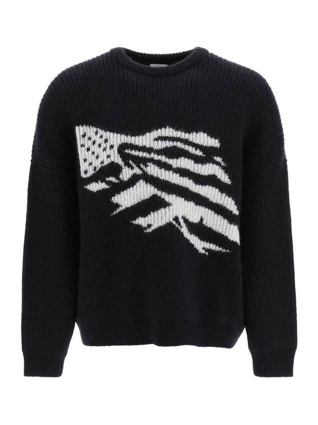 Flag Boxy Mohair Knit Top Black - CELINE - BALAAN 1