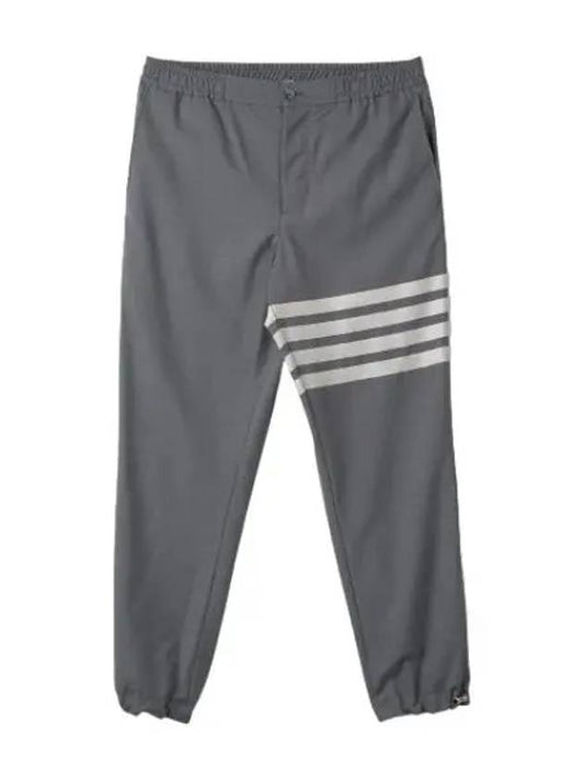 Plain Weave Diagonal Elastic Track Pants Mid Gray - THOM BROWNE - BALAAN 1