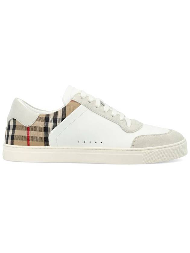 Check Leather Suede Sneakers Natural White Archive Beige - BURBERRY - BALAAN 2