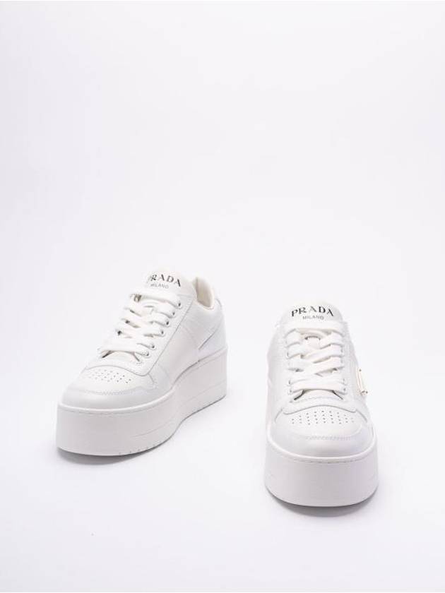 Downtown Bold Leather Low Top Sneakers White - PRADA - BALAAN 3