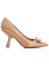 Women's Vara Bow Patent Calfskin Pumps Beige - SALVATORE FERRAGAMO - BALAAN 1